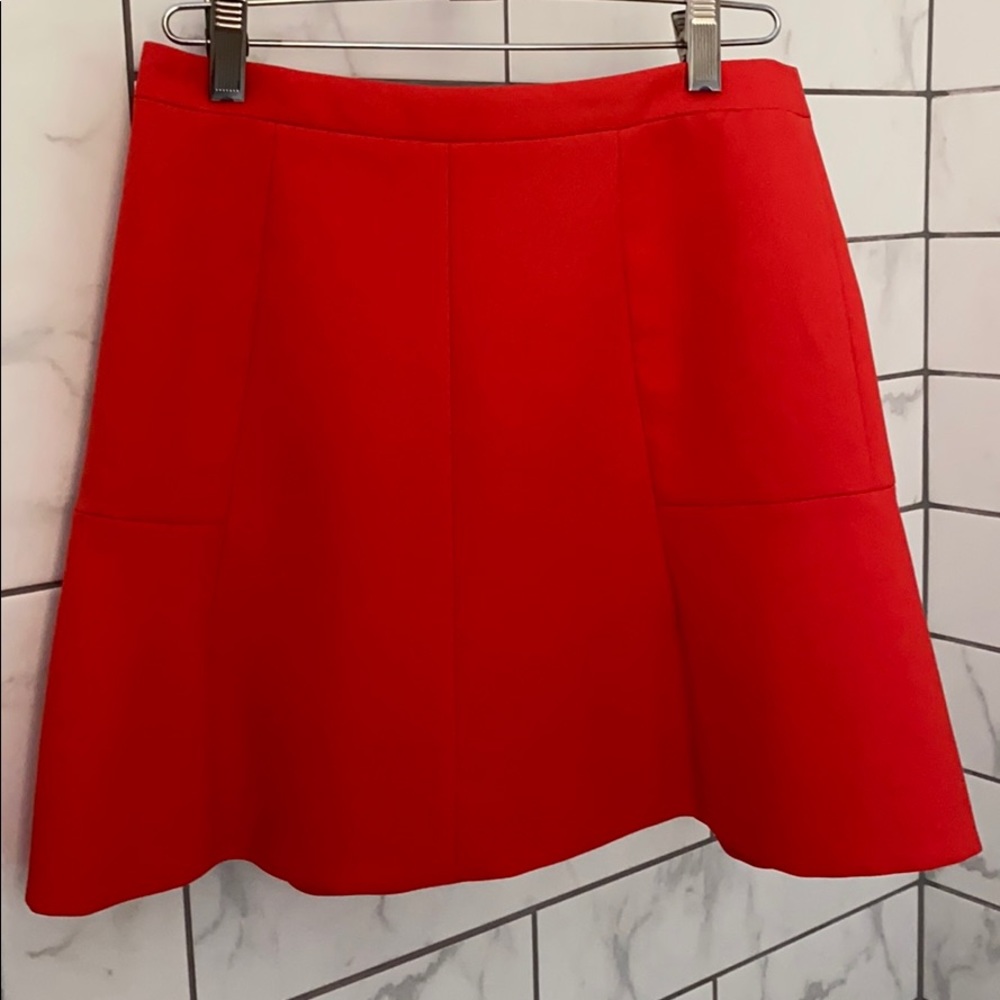 J crew flared red skirt